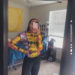 Mesh the dye turtle neck